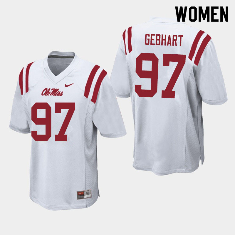 Women #97 Land Gebhart Ole Miss Rebels College Football Jerseys Sale-White